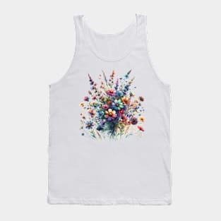 Bouquet Of Flowers In Watercolor Tank Top